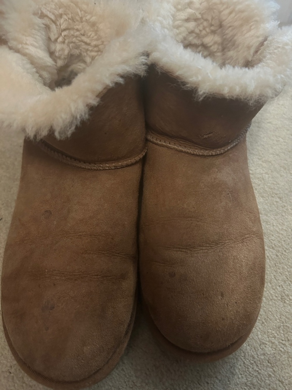 UGG Chestnut Suede Shearling Cuff Ankle Boot